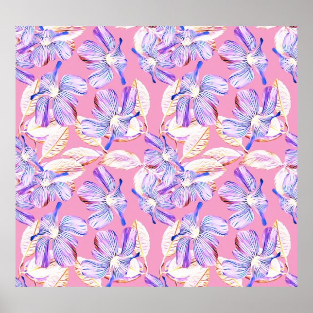 Poster Flores Roxas: Elegância Floral Por Aquarelas. (Frente)