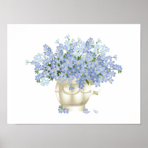 Poster Flores Roxas em Cor bege