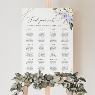 Poster Flores Roxas, Flores Brancas, Boho, Placa Sentada