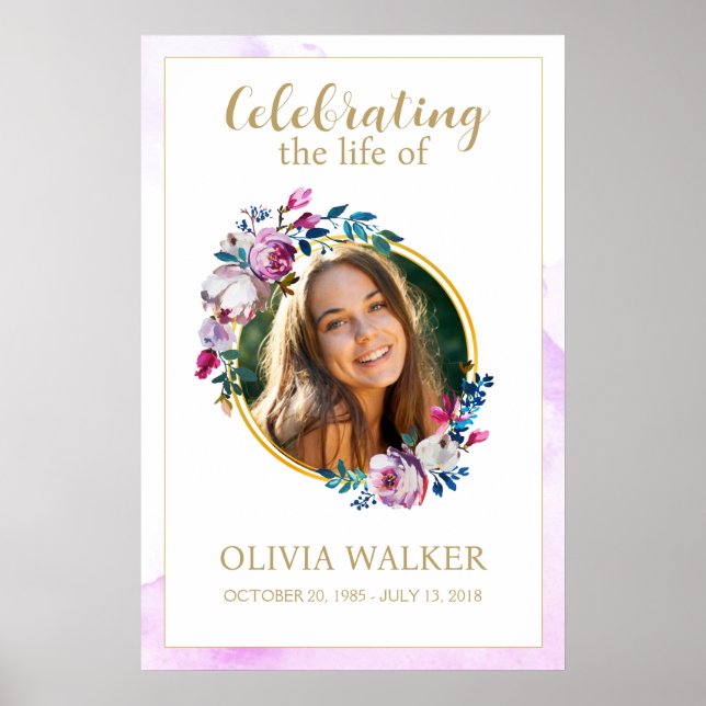 Poster Flores Roxas Fotografia Símbolo Memorial Funeral (Frente)