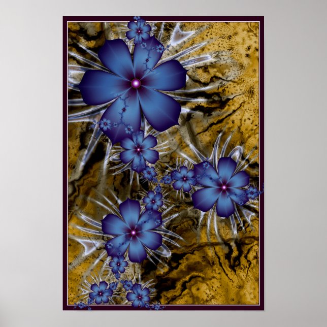 Poster Flores Roxas Fractais (Frente)
