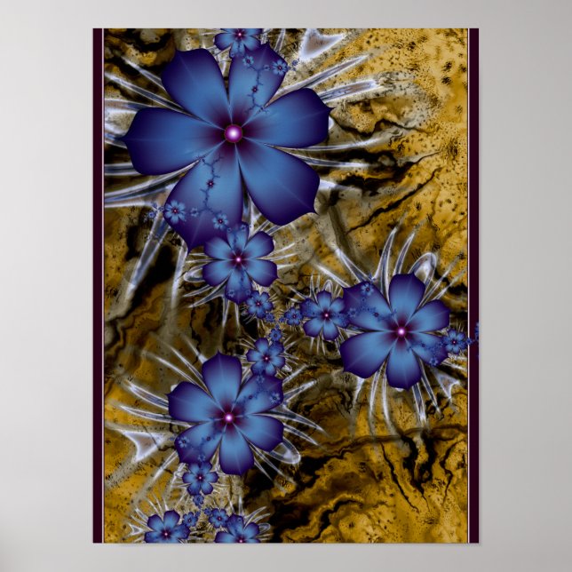 Poster Flores Roxas Fractal (Frente)