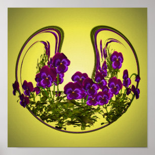 Poster Flores Roxas Violeta Abstrato