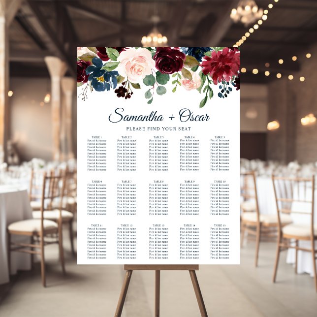 Poster Flores Rustic Burgundy Marinho Blue & Red Beauty (Criador carregado)