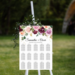 Poster Flores Rustic Burgundy Watercolor e Gotas Douradas