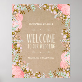 Póster Flores Rústicas | Placa de Recepção de Casamento