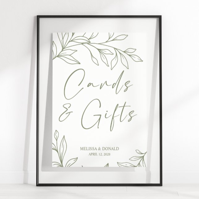 Poster Flores Sage Boho Cartão de Casamento Simples & Pre (Criador carregado)