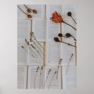 Poster Flores secas em livros