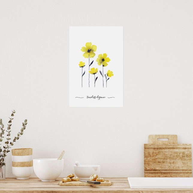 Poster Flores Selvagens Amarelas Aquarela (Cozinha)