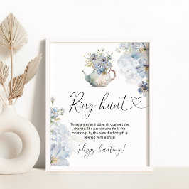 Poster Flores selvagens azul floral trazem chá de panela 