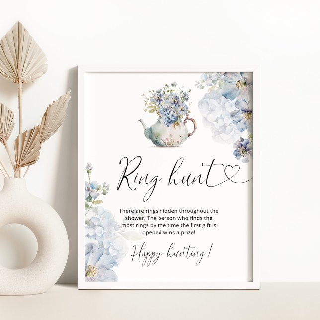 Poster Flores selvagens azul floral trazem chá de panela  (Criador carregado)