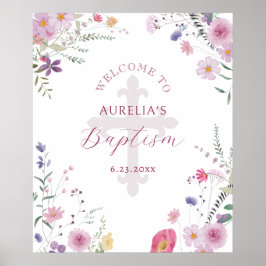 Poster Flores selvagens Baptism Bem-Vindo