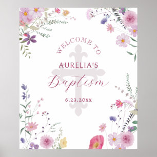 Poster Flores selvagens Baptism Bem-Vindo