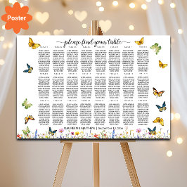 Poster Flores Selvagens Borboletas 24 Mesas