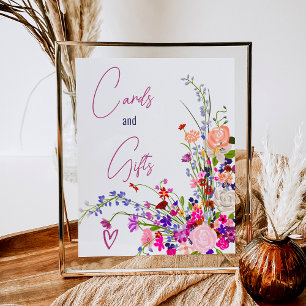 Poster Flores selvagens cartões de script chá de panela d