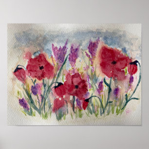 Poster Flores selvagens com papoila