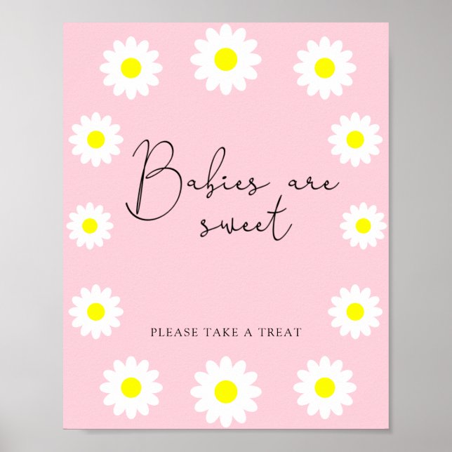 Poster Flores selvagens Daisies - os bebês são doces (Frente)