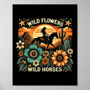 Poster Flores Selvagens de Cavalos Soltos - Ho Selvagem