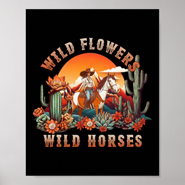 Poster Flores Selvagens de Cavalos Soltos - Ho Selvagem (Frente)
