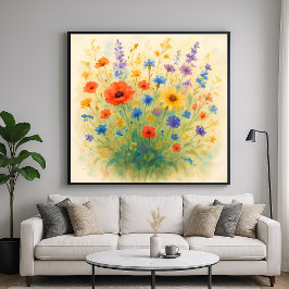 Poster Flores Selvagens - Estilo de Pintura por Aquarela