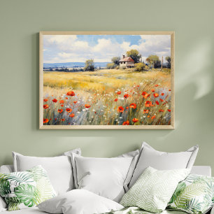 Poster Flores selvagens no Campo Campo Farmhouse Russo