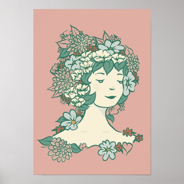 Poster Flores selvagens - Zinny - Rosa (Frente)