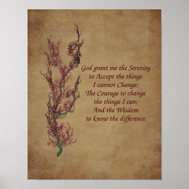 Póster Flores Serenity Prayer Inspirational (Frente)