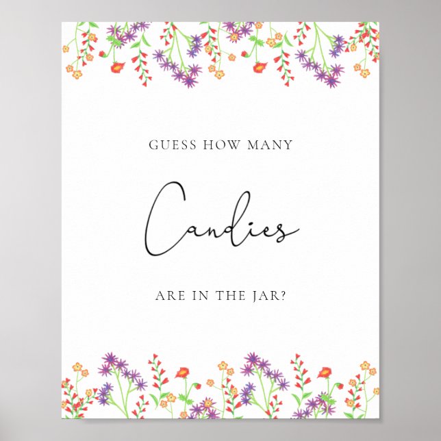 Poster Flores silvestres adivinhe quantos doces (Frente)
