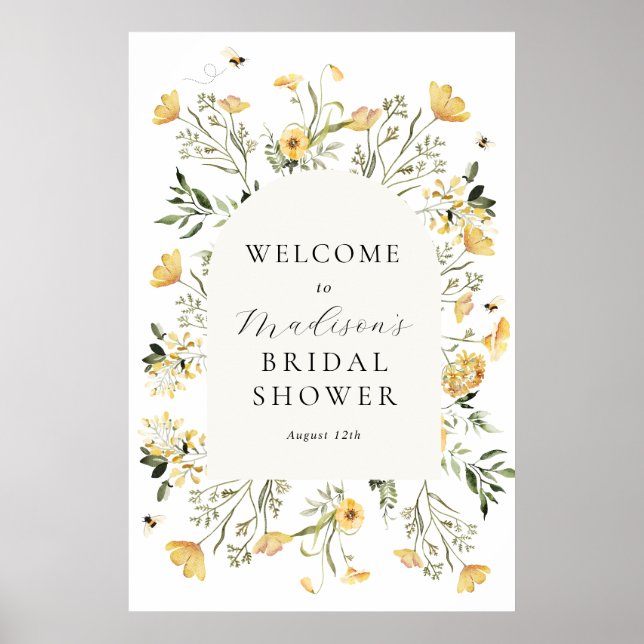 Poster Flores Silvestres Amarelas e Chuvas de Noiva Bem-v (Frente)