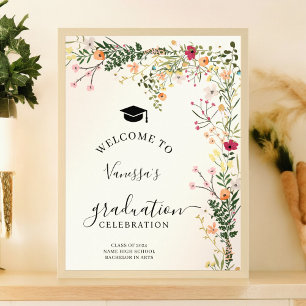 Poster Flores silvestres boêmicas saudam a graduação