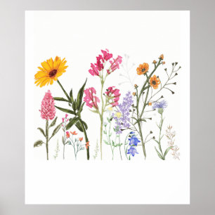 Poster Flores Silvestres, Botânica Vintage, Floral Pastel