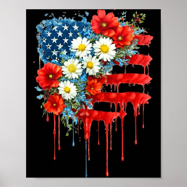 Poster Flores Silvestres da Bandeira Americana de 4 de Ju (Frente)