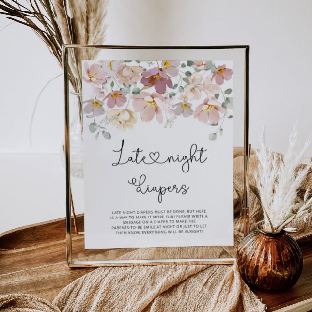 Poster Flores silvestres de aquarelas Caça noturna tardia (Criador carregado)