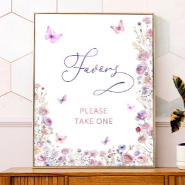 Poster Flores silvestres de borboletas roxas Favoritos do