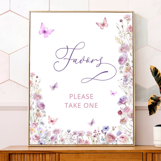 Poster Flores silvestres de borboletas roxas Favoritos do (Criador carregado)