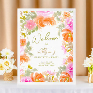 Poster Flores silvestres de laranja do jardim bem-vindas 