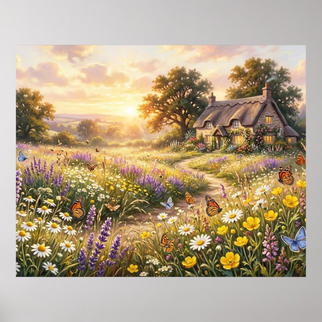Poster Flores silvestres e uma casa encantadora (Frente)