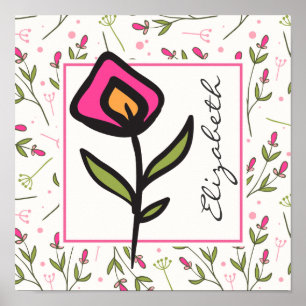 Poster Flores Silvestres Personalizadas de Haste Longa Ro