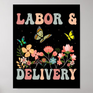 Poster Flores Silvestres Retrô Enfermeira de Trabalho de