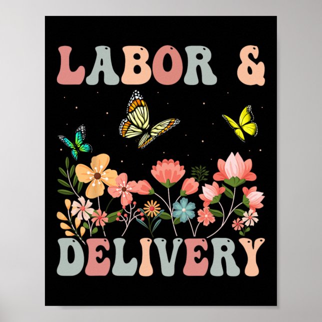 Poster Flores Silvestres Retrô Enfermeira de Trabalho de  (Frente)
