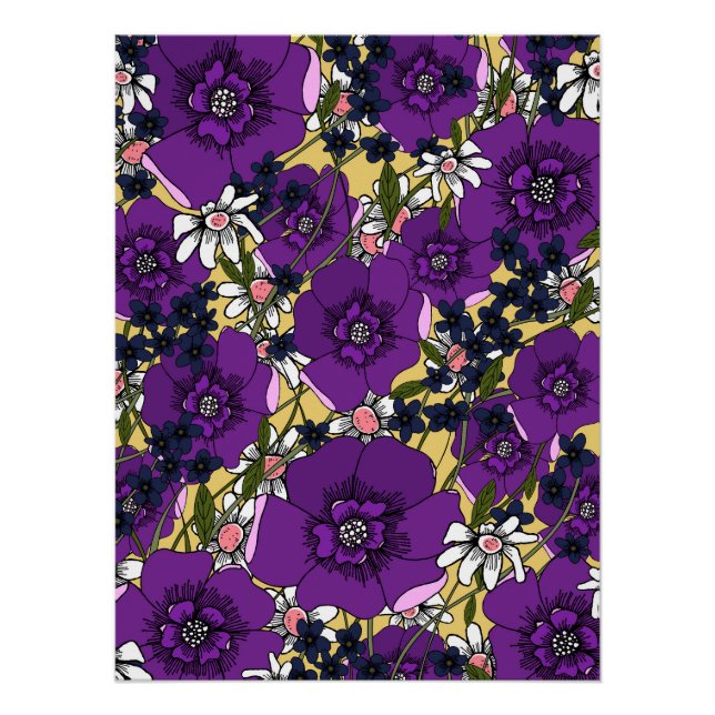 Póster Flores Silvestres Roxas Antigas (Frente)