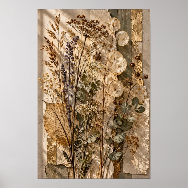 Poster Flores Silvestres Secas e Vagens de Sementes Trans (Frente)