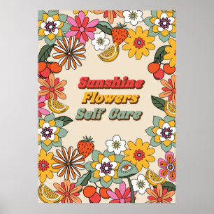 Poster Flores solares retro de granizo autolimitado