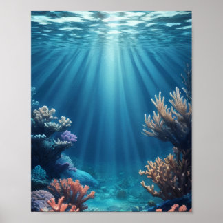 Poster flores submarinas recifes de coral