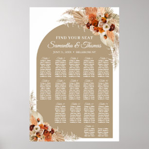 Poster Flores tropicais arca-do-boho, terracotta pampas