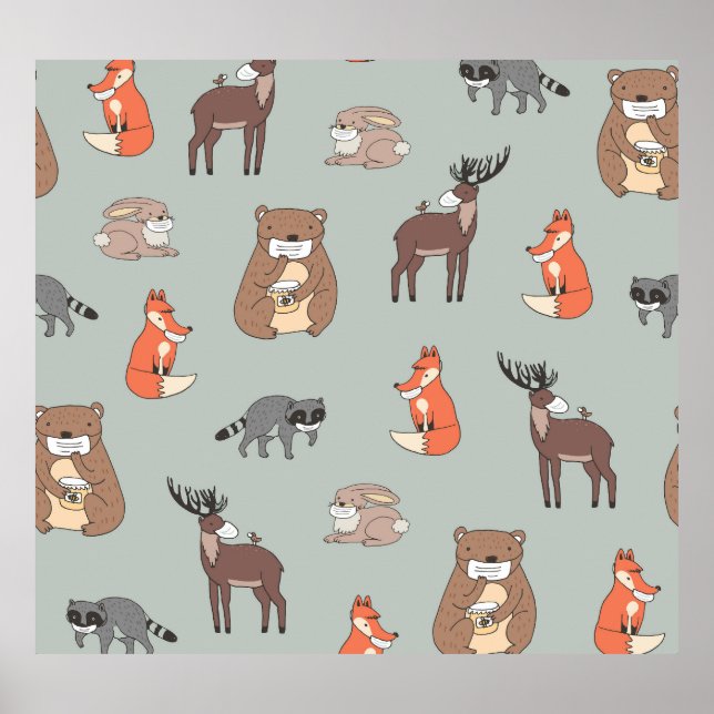 Poster Flores tropicais artísticas, sem costura. (Frente)