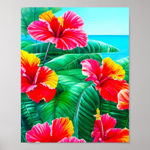 Poster Flores tropicais de Hibiscus do Havaí