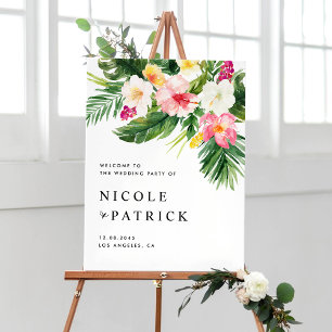 Poster Flores tropicais e Festa de casamento de Verão ver