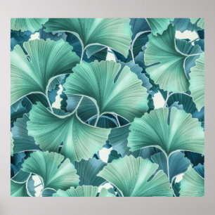 Poster Flores tropicais, folhas, fundo sem costura