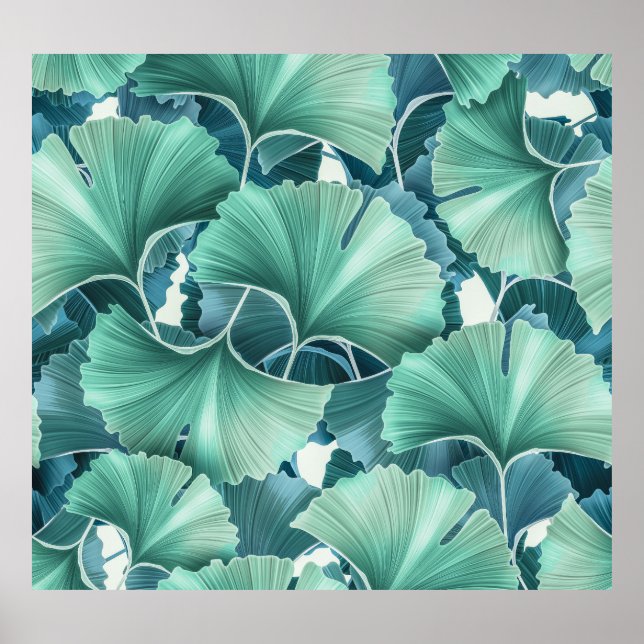 Poster Flores tropicais, folhas, fundo sem costura (Frente)
